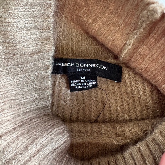 French Connection Womens Medium Mocha Flossy Viola High Neck Sweater Bell Sleeve - Picture 4 of 8